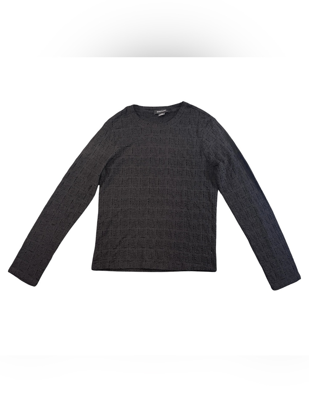 Sanctuary Whimsigoth Black Textured Lace Knit Long Sleeve Top Blouse Sz XL